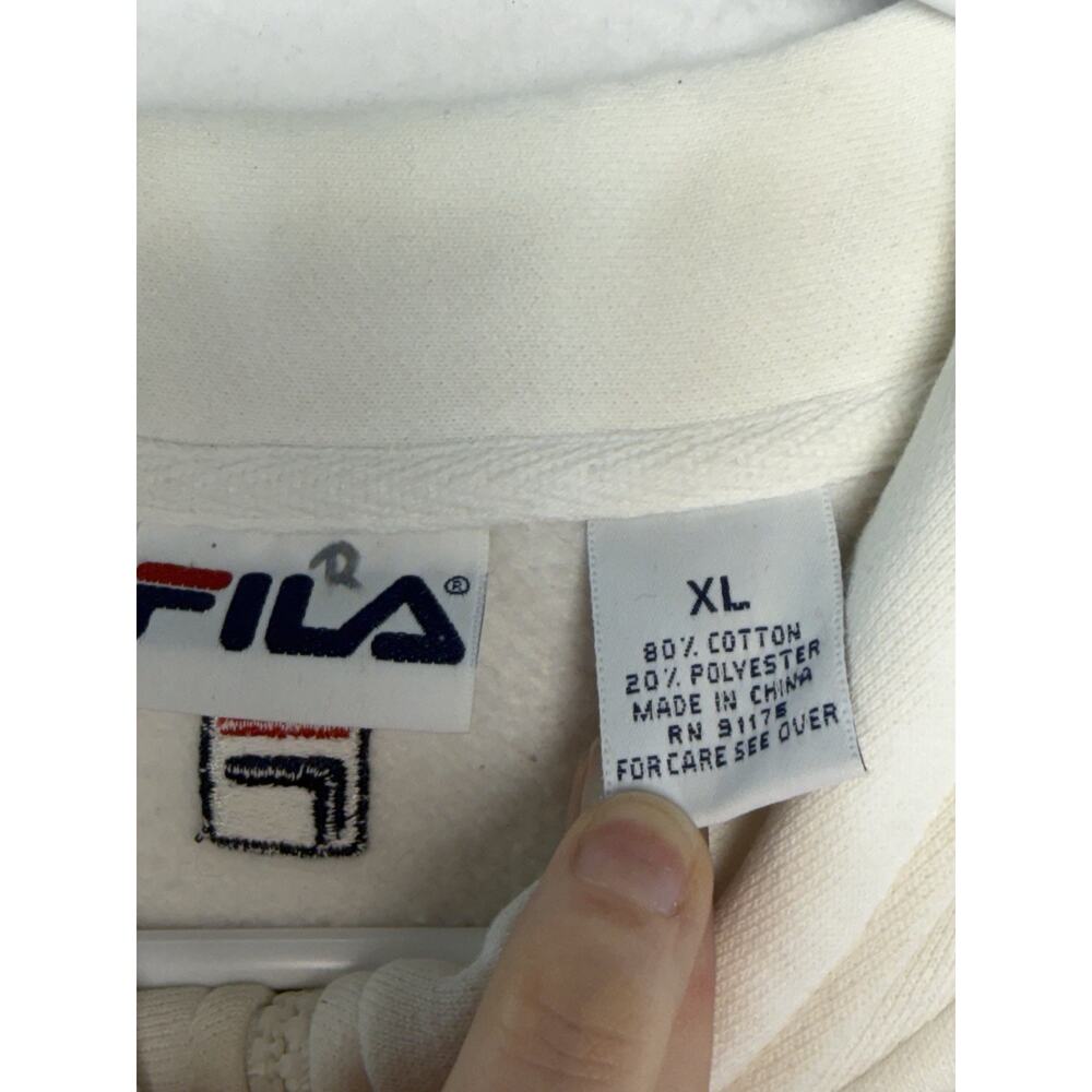 Vintage FILA Men Sweatshirt XL White 1/4 Zip Mock Neck Pullover Logo 90s Active - Picture 7 of 16